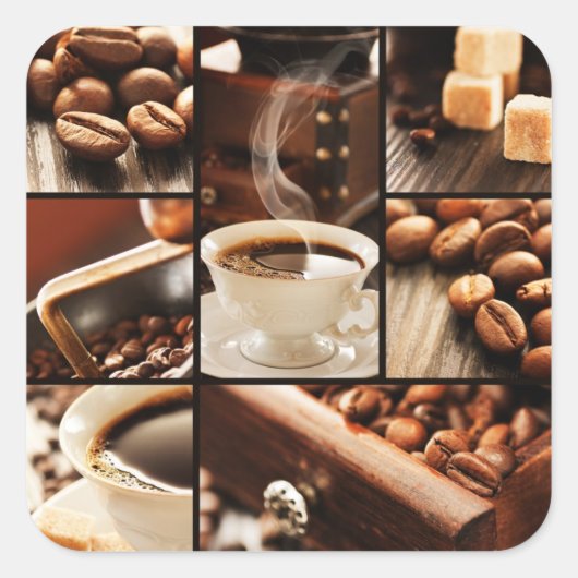 Coffee Collage Vierkante Sticker (Voorkant)