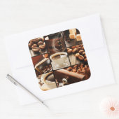 Coffee Collage Vierkante Sticker (Envelop)