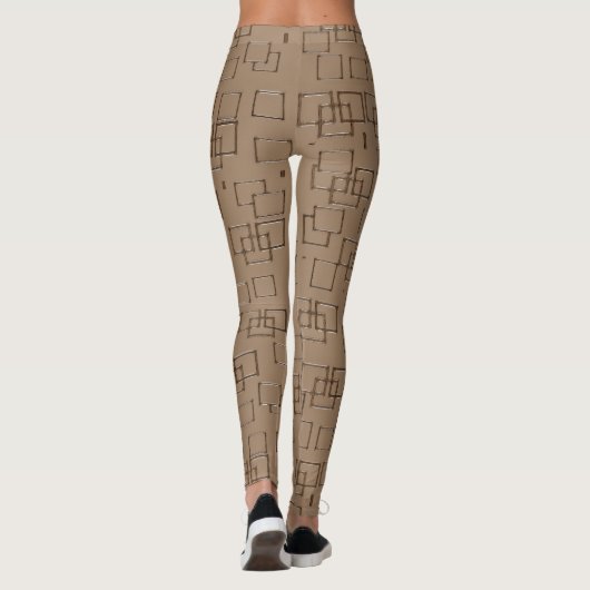 Coffee Coloured Squares Pattern Leggings (Achterkant)
