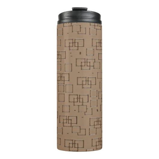 Coffee Coloured Squares Pattern Thermosbeker (Voorkant)