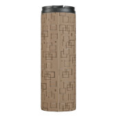 Coffee Coloured Squares Pattern Thermosbeker (Achterkant)