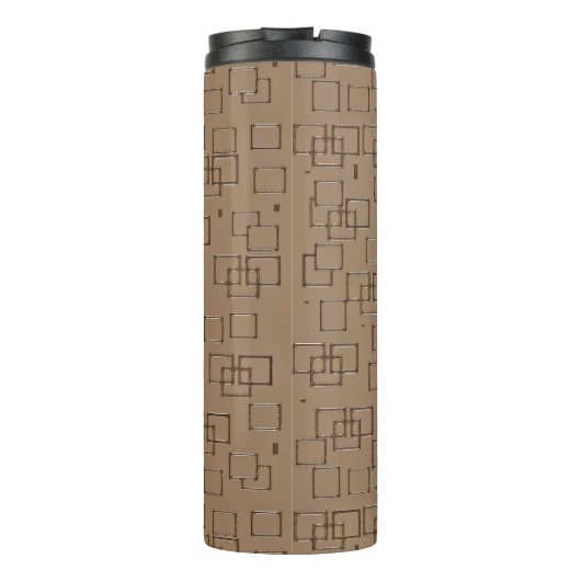 Coffee Coloured Squares Pattern Thermosbeker (Achterkant)