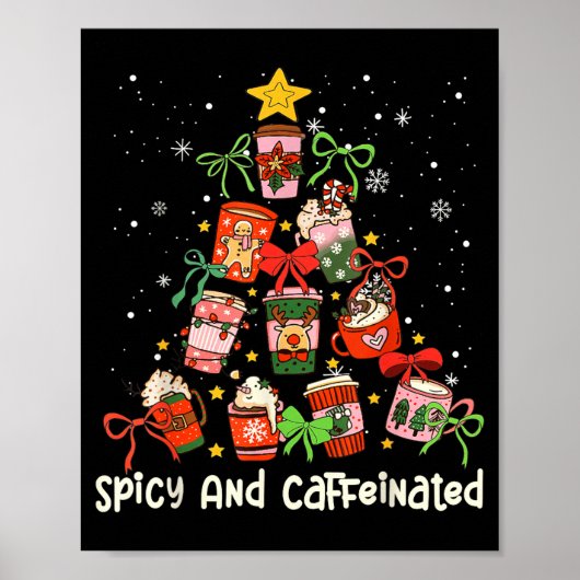 Coffee Coquette Bow Xmas Tree Christmas Scy Caffei Poster (Voorkant)