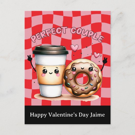 Coffee Couple Funny Valentines Day Postcard Briefkaart (Voorkant)
