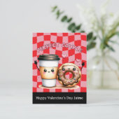 Coffee Couple Funny Valentines Day Postcard Briefkaart (Staand voorkant)