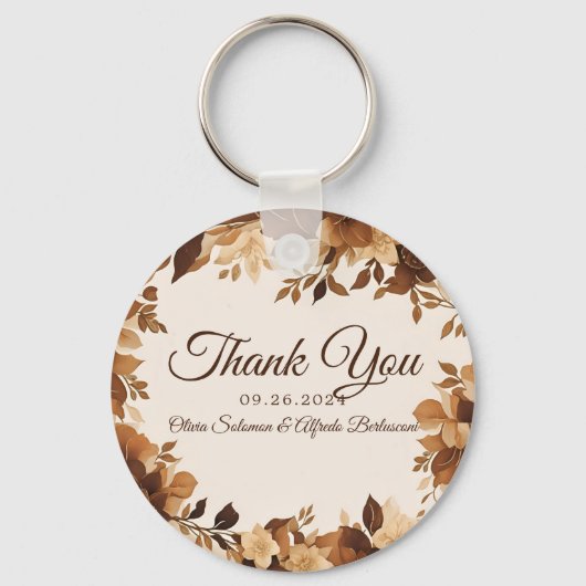 Coffee & Cream Autumn Floral Theme Weddenschap Sleutelhanger (Voorkant)
