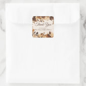 Coffee & Cream Autumn Floral Theme Weddenschap Vierkante Sticker (Tas)