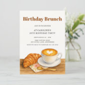 Coffee & Croissant 29th Adult Birthday Brunch Kaart (Staand voorkant)