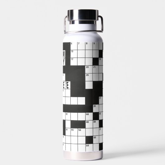 Coffee Crossword Puzzle Patroon Waterfles (Achterkant)