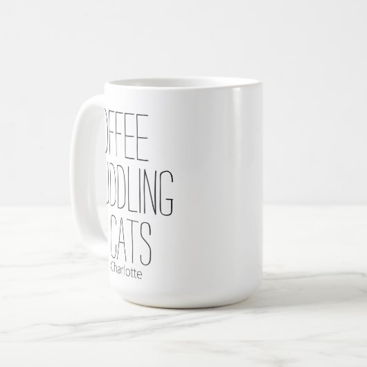 Coffee Cuddling & Cats Naam toevoegen Koffiemok (Voorkant links)