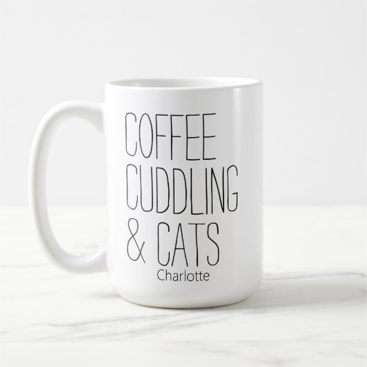 Coffee Cuddling & Cats Naam toevoegen Koffiemok (Links)