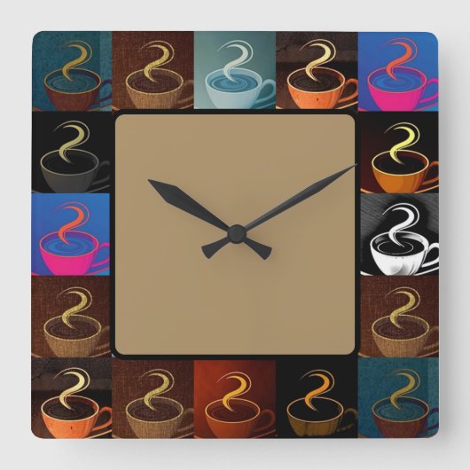 coffee cup assembly vierkante klok (Voorkant)