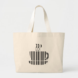 COFFEE CUP BAR CODE Mok Barcode Patroonontwerp Grote Tote Bag