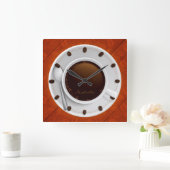 Coffee Cup & Coffee Beans Monogrammed Wall Clock Vierkante Klok (Huis)