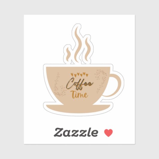 Coffee Cup & Coffee Time text met harten Sticker (Vel)