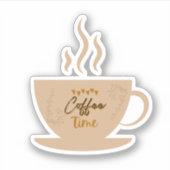 Coffee Cup & Coffee Time text met harten Sticker (Voorkant)