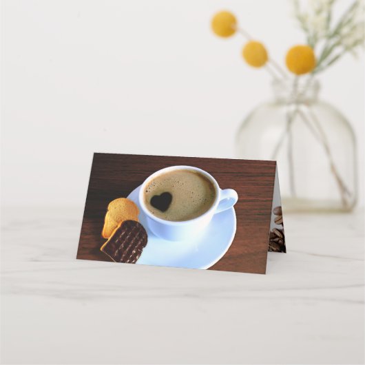 Coffee Cup Cookie Heart Shaped Foam Gift Kaart Plaatskaartje (Voorkant)