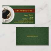 Coffee Cup Damask Green Visitekaartje (Voorkant / Achterkant)