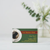 Coffee Cup Damask Green Visitekaartje (Staand voorkant)