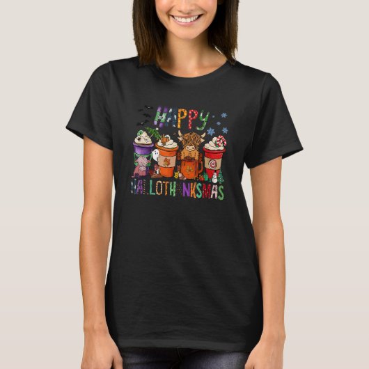 Coffee Cup Happy HalloThanksMas Heifer Highland Co T-shirt (Voorkant)