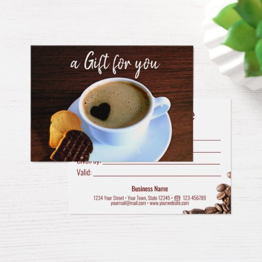 Coffee Cup Heart Shaped Foam Cookie Gift Kaart (Bureau)