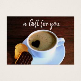 Coffee Cup Heart Shaped Foam Cookie Gift Kaart