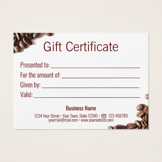 Coffee Cup Heart Shaped Foam Cookie Gift Kaart (Achterkant)