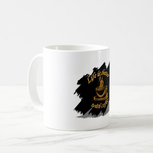 Coffee Cup "het leven is beter met koffie" mok (Voorkant links)