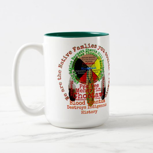 Coffee Cup Indigenous family Totem  Tweekleurige Koffiemok (Links)