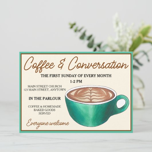 Coffee Cup Klatch-gesprekskerk Sociale uren Kaart (Staand voorkant)