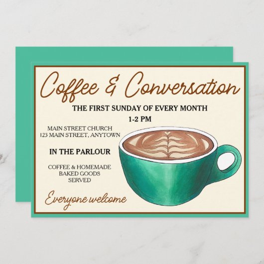 Coffee Cup Klatch-gesprekskerk Sociale uren Kaart (Voorkant / Achterkant)