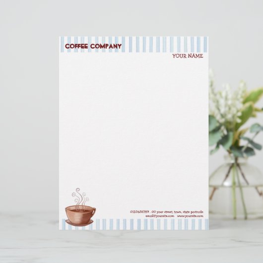 Coffee Cup Letterkop Persoonlijk Briefhoofd (Staand voorkant)