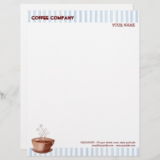 Coffee Cup Letterkop Persoonlijk Briefhoofd (Voorkant / Achterkant)