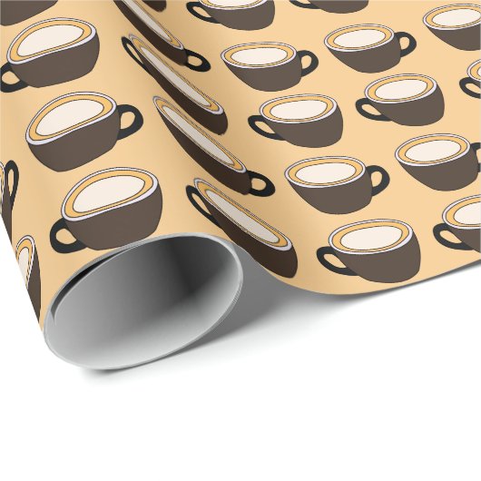 Coffee Cup Pattern Cadeaupapier (Rol Hoek)