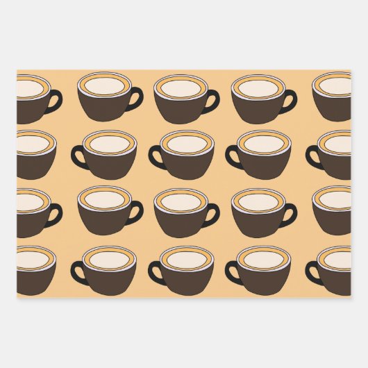 Coffee Cup Pattern Inpakpapier Vel (Voorkant)