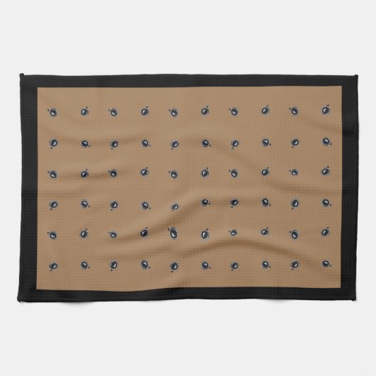 Coffee Cup Pattern on Tan Kitchen Towels Theedoek (Horizontaal)