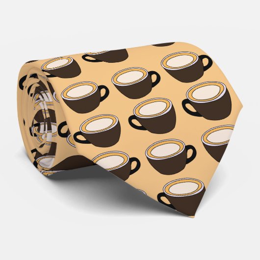 Coffee Cup Pattern Stropdas (Opgerold)