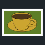 Coffee Cup Pop 1970 Art poster<br><div class="desc">Oogst goud en Avocado groen, dit zijn de kleuren die de jaren zeventig definieerden. Hang dit poster op in je midden-eeuwse moderne kussen en ga dan achterover zitten en geniet van een kopje gekneusde koffie. OPMERKING: dit poster is gemaakt om 36x24 te zijn. Om deze grootte te krijgen, drukt u...</div>