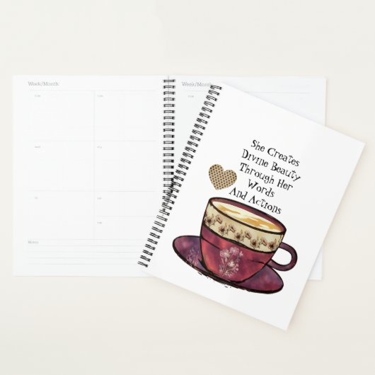 Coffee Cup Quote Motivatie Roze Wit Dagboek Planner (Display)