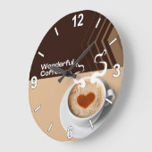 Coffee Cup Wall Clock – Cozy Cafe Kitchen Home Dec Grote Klok (Hoek)