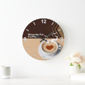 Coffee Cup Wall Clock – Cozy Cafe Kitchen Home Dec Grote Klok (Huis)