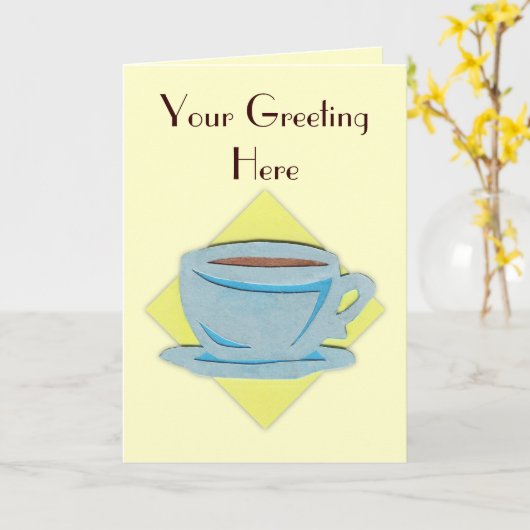 Coffee Cup Wenskaart Kaart (Gele Bloem)