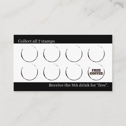Coffee Cups Black White Cafe Customer Loyalty Card (Achterkant)