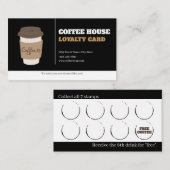 Coffee Cups Black White Cafe Customer Loyalty Card (Voorkant / Achterkant)