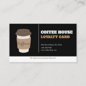 Coffee Cups Black White Cafe Customer Loyalty Card (Voorkant)