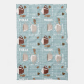 Coffee Cups Blue Vertical Lines Caffeine Grains Theedoek (Verticaal)