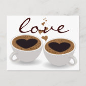 Coffee Cups Couple in Love with Hearts Briefkaart (Voorkant)