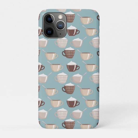 Coffee Cups Cream Caffeine Lover Pastel Blue Brown Case-Mate iPhone Case (Achterkant)