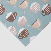 Coffee Cups Cream Caffeine Lover Pastel Blue Brown Tissuepapier (Detail)