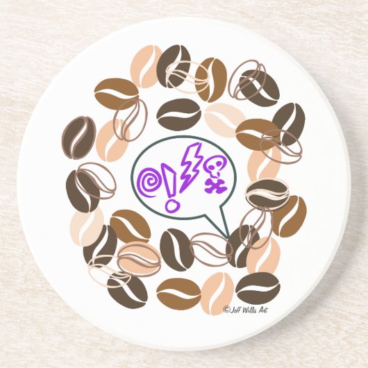 COFFEE & CUSSIN' van Jeff Willis Art Zandsteen Onderzetter (Voorkant)